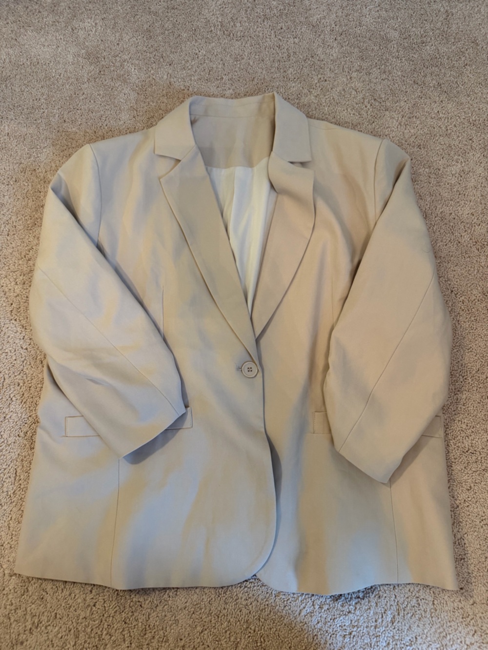 Women's Beige Single-Button Blazer